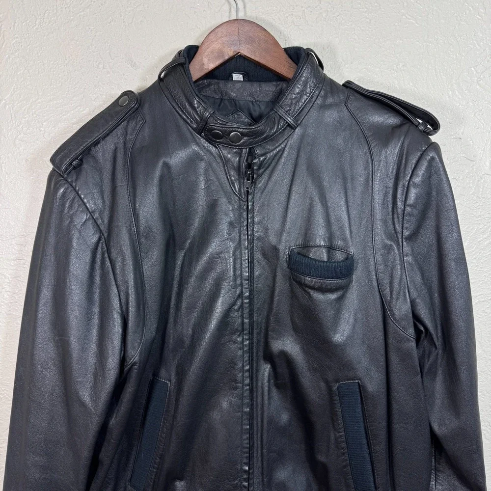 Saddlery Vtg Leather Jacket 46 Flight Biker Moto 90s‎ Gothic Grunge Bomber Korea
